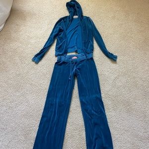 Juicy Couture Y2K Tracksuit Set Vintage Two Piece Top Jacket Full Velour Jogging